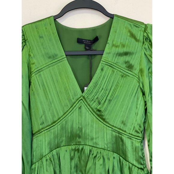 All Saints $395 Cactus Esta Silk Blend Asymmetrical Hem Mini Dress Sz 0 NWT - Picture 7 of 10